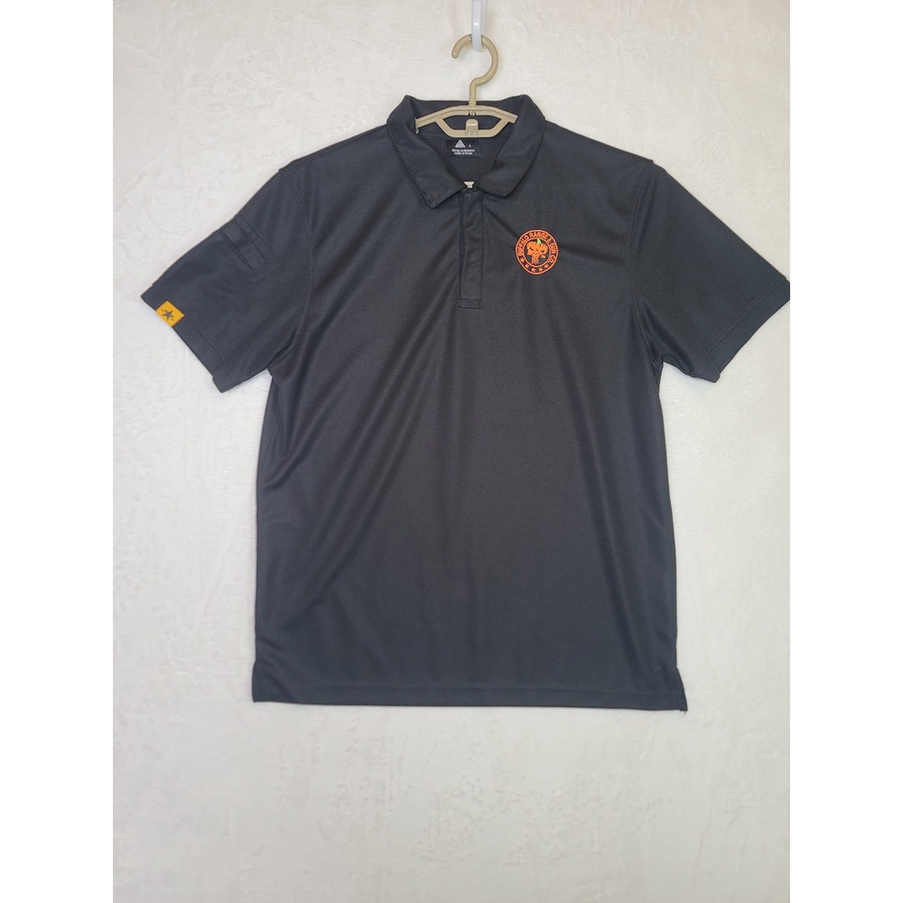 Buffalo Range & Gun Co Tactical Polo Shirt Golf Size L Black Pen Pocket Skull